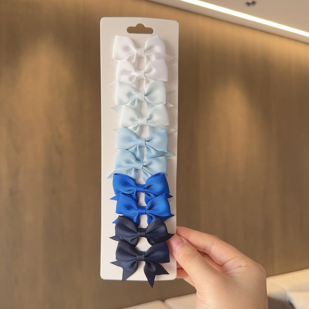 10Pcs/Set New Solid Color Ribbon Kids Bows Hair Clips for Baby Girls Handmade Bowknot Hairpin MiNi Barrettes Hair Accessories