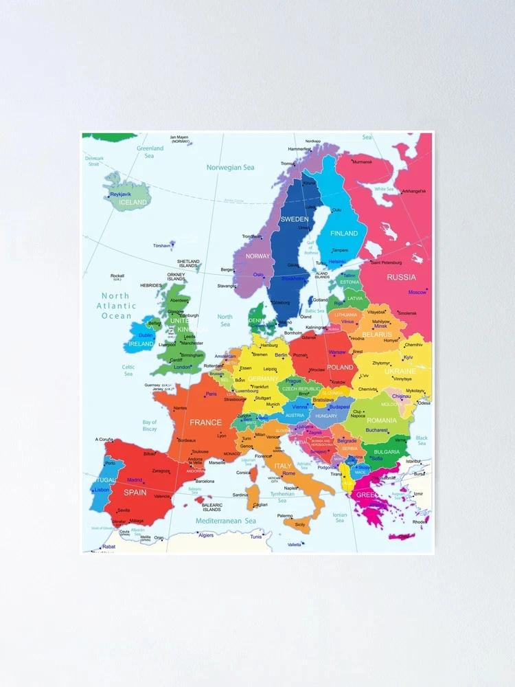 RARE! Europe Map with the border