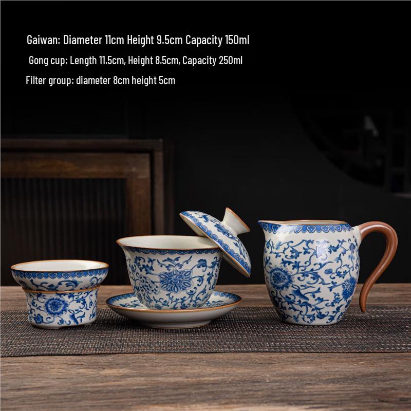Chaxun Ru Kiln Floral Gaiwan Tea Set