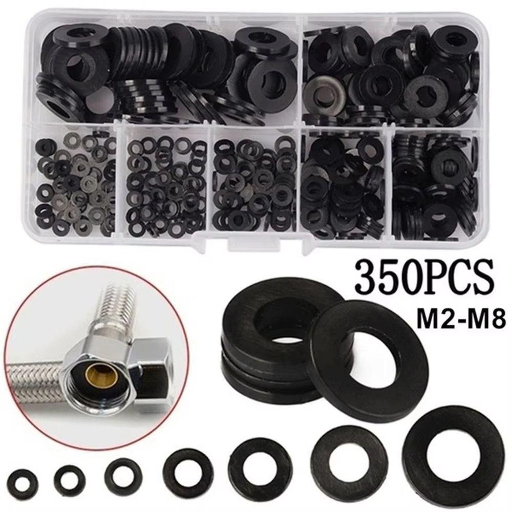 350PCS Waterproof Flat Washers Black Rubber Gaskets Gaskets Set Washers Kit  Faucet Repair