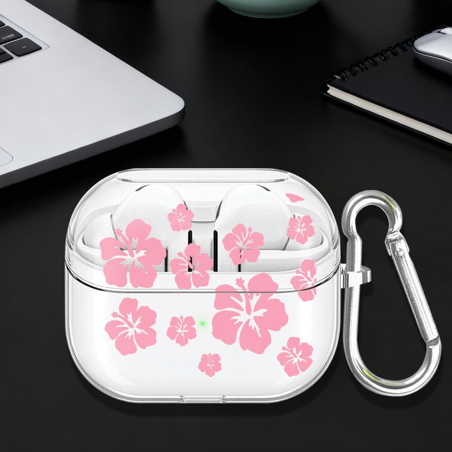 Glamorous Floral Pattern Case For Samsung Galaxy Buds 3 FE 4 Pro 2 Live 2Pro 4Pro 3Pro Clear Earphone Cases Cover With Hook