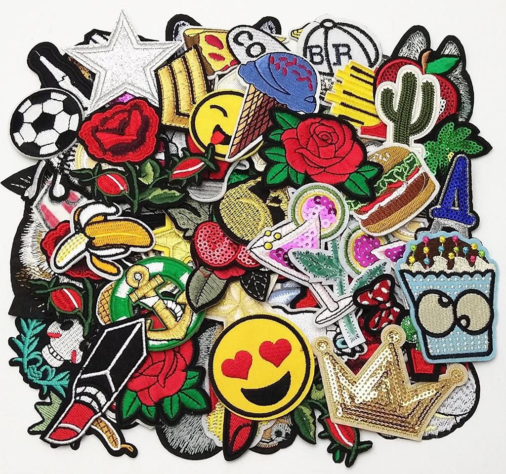 Random 3D Cartoon Embroidered Logo Patches with Puff Embroidery Adhesive Iron-On Heat Transfer Badges for Clothes Hats & Bags