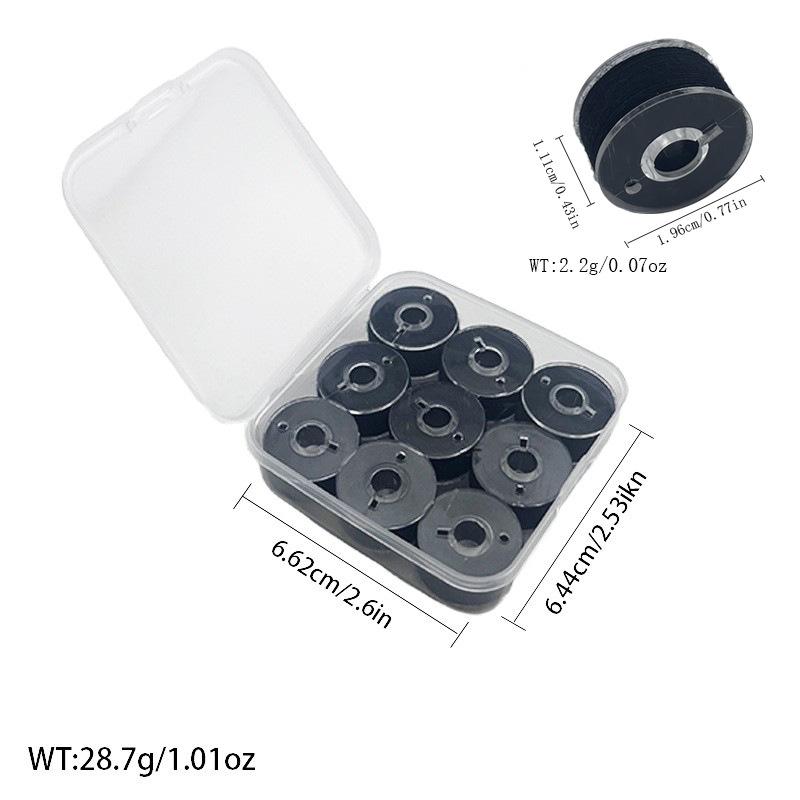 Multi-Specification Household Bobbin Set: Colored Transparent and Metal Bobbins with Thread