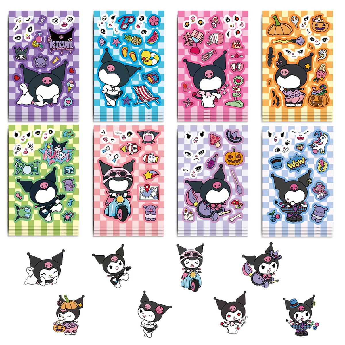 

Наклейки в стилі аніме для дітей Куромі Kuromi набір стікерпак 8 шт 10 різнокольоровий