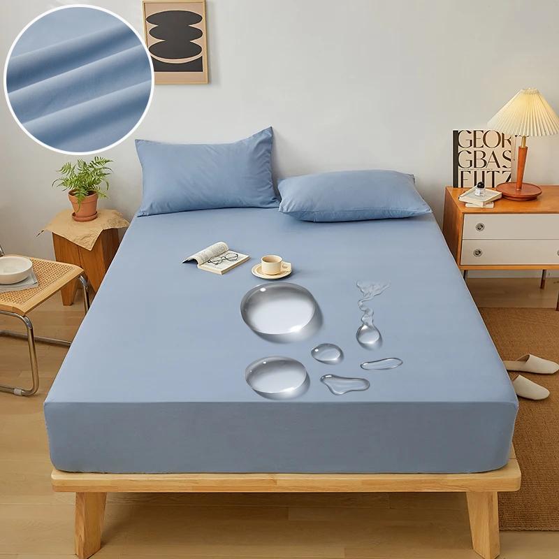 Waterproof Mattress Protector Cover,Stain-Resistant, Machine Washable, Soft Polyester Bedding for All Seasons, Fits Queen & King Sizes, Gray