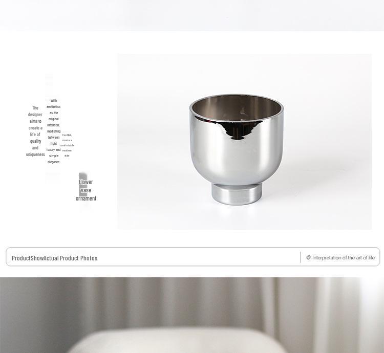 Electroplated Silver Glass Flower Vase - Modern Minimalist Tabletop Decoration for Living Room & Showroom.