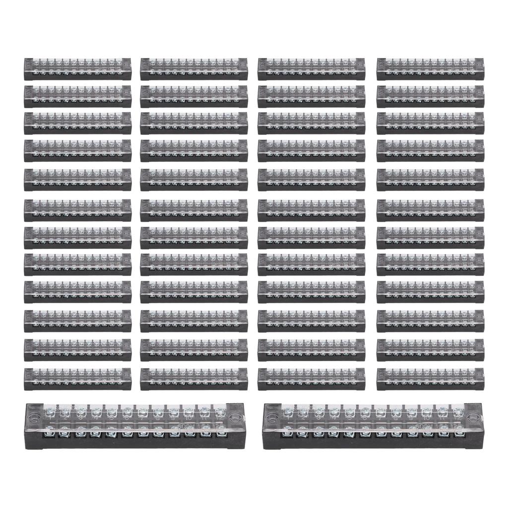50 Terminal Blocks 15A 600V 12 Sections Connection Good Electrical Conductivity Wire Connectors for Distribution Box