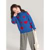 Brand Surplus 2026 Spring Children's Clothing Girls' Pure Cotton Knit Sweater with High Collar and Heart Design for Toddlers and Young Children