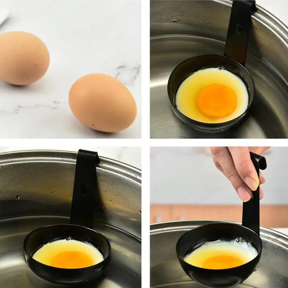1/2PCS Stainless Steel Boiling Eggs Spoon with Hook Black Nonstick Egg Molds Egg Heating Chocolate Butter Kitchen Tool Supplies