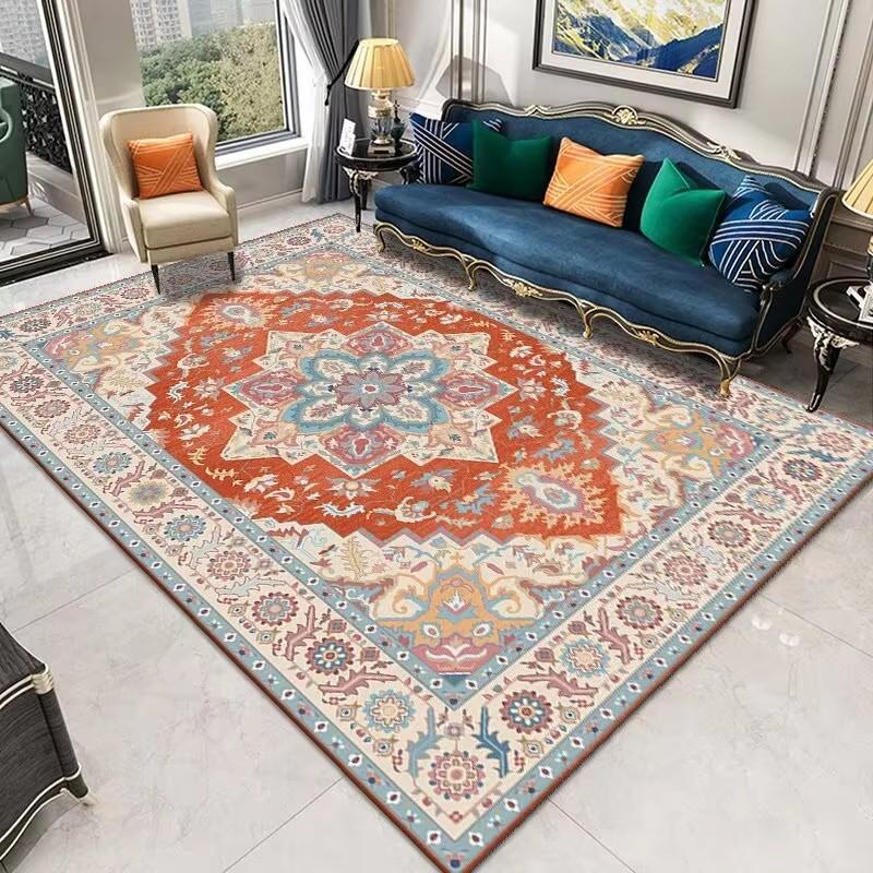 Retro Persian Ethnic Carpets Turkish Rugs for Living Room Bedside Bedroom Vintage Floor Mats Entrance Doormat Carpet Large Rug