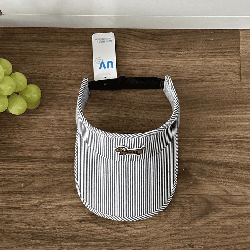 

2025 Women s Summer Cute Puppy Stripes Air Top Hat Outdoor Sports Sun-Proof Sun-Proof Peaked Cap Black