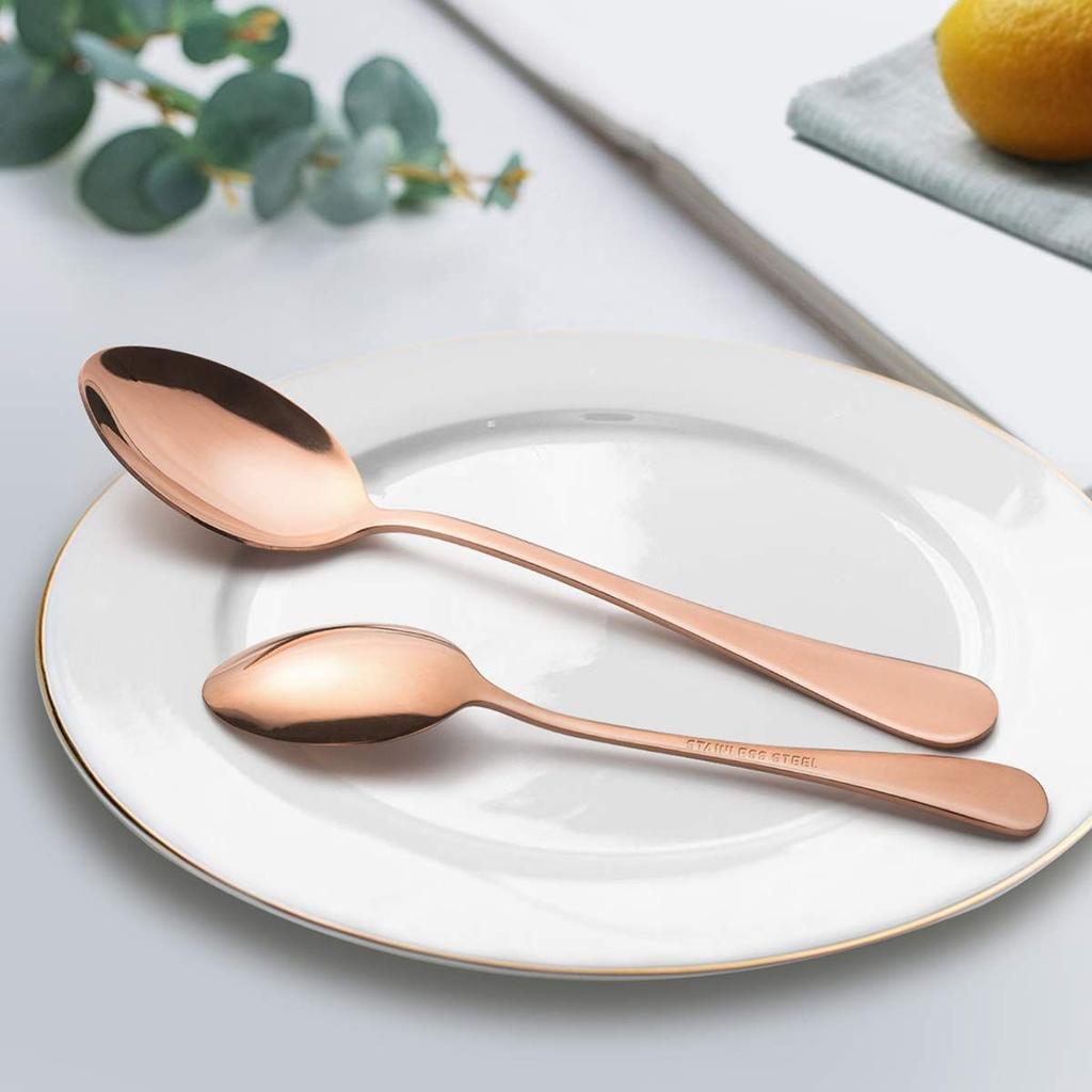 Mirror Finish Rose Gold Plated Stainless Steel Flatware Set Copper Silverware Set Rose Gold Spoon Color Cutlery Set