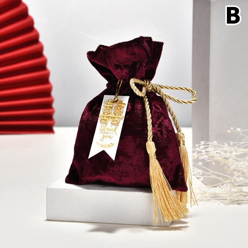 

Korean Velvet Drawstring Tassel Bag Velvet Candy Box Gift Bags Candy Storage Pouches Wedding Birthday Party Jewelry Organizer
