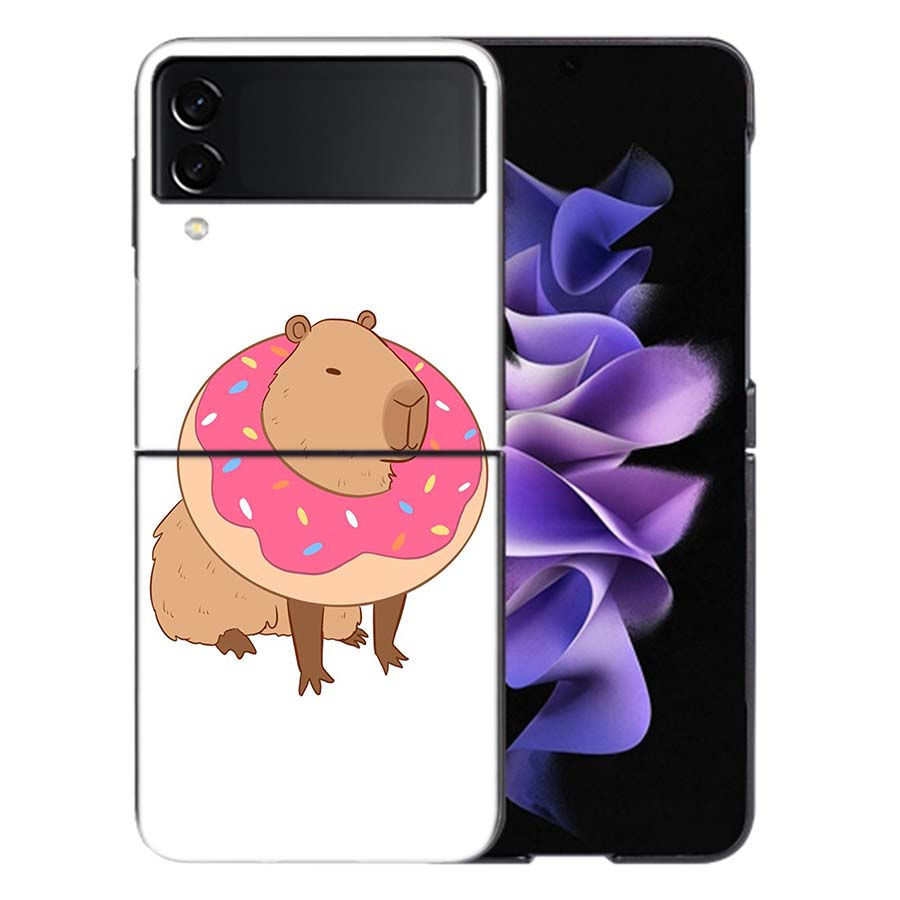 Cute Cartoon Capybara Coque For Samsung Z Flip7 6 Galaxy Case Shockproof Z Flip5 Z Flip3 4 5G Hard Cover Phone TPU PC Hard Fund
