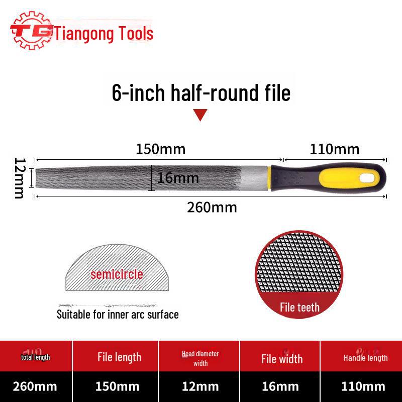 Tiangong High Carbon Steel Woodworking File Set: Triangular, Poking Knife, Round File for Benchwork and Grinding.
