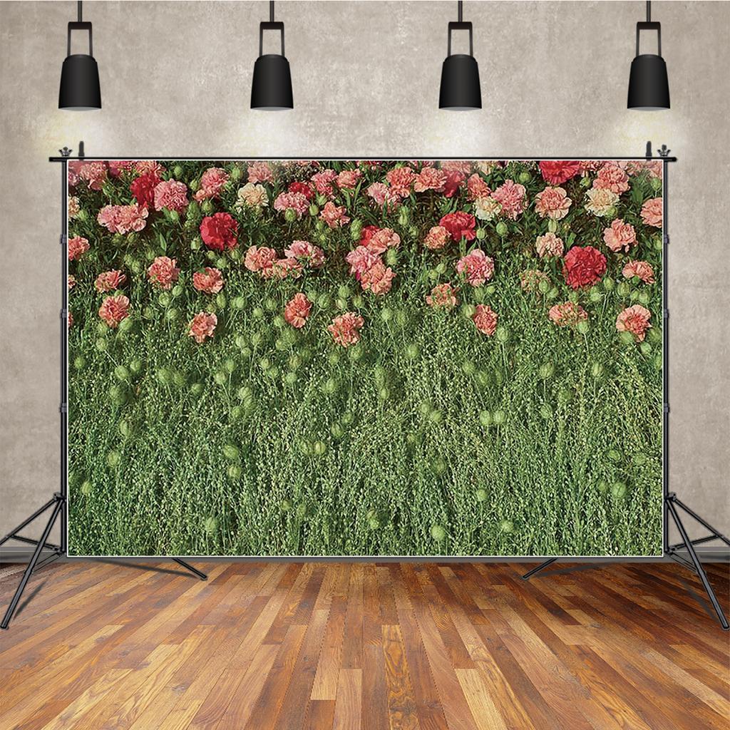 MOON.QG Tropical Leaves Backdrops Spring Garden Backgrounds Green Grass Photo Wall Customized Name Birthday Wedding Photocall