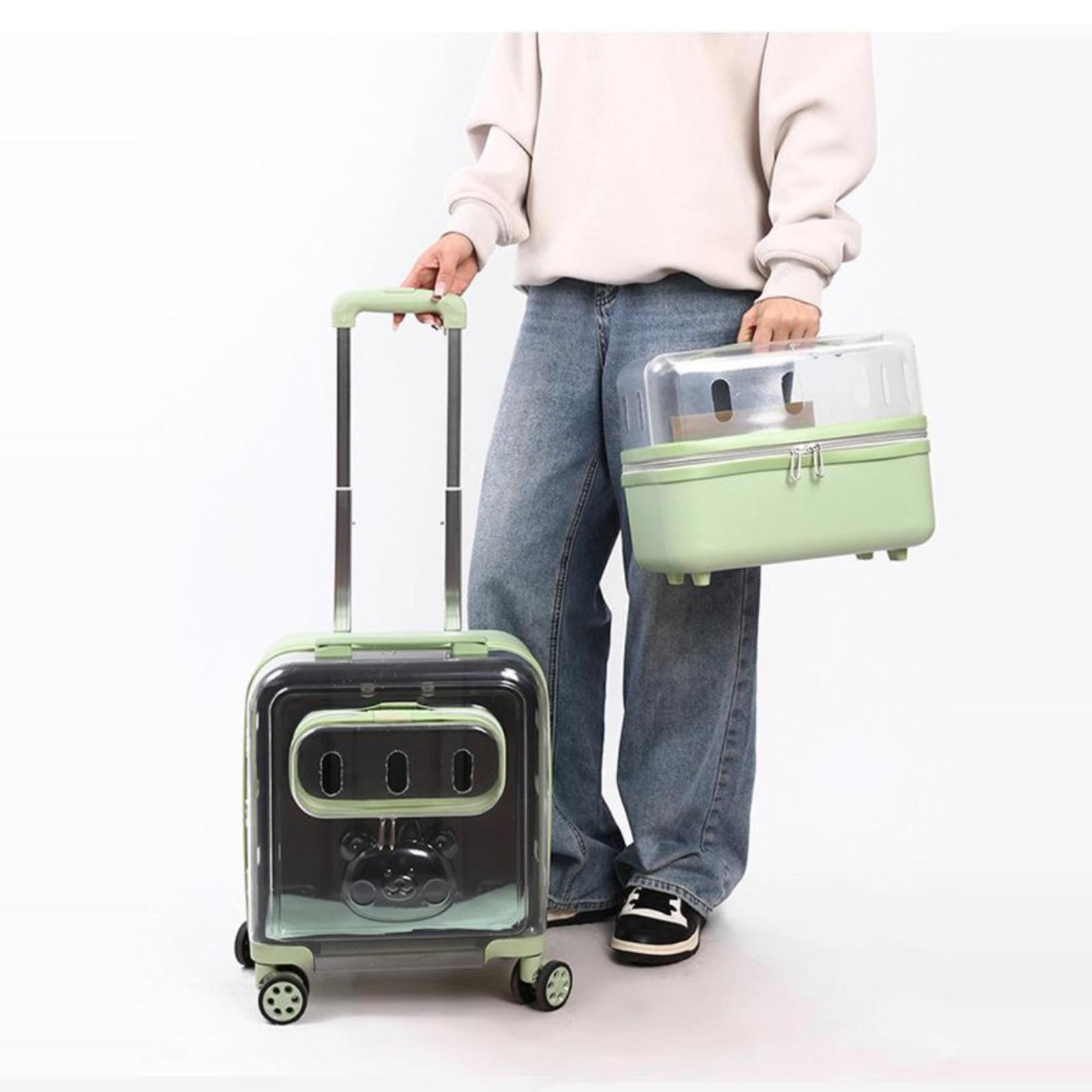 Double-layer Rolling Cat Carrier Transparent Pet