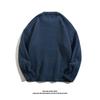 Heavyweight Cotton Yarn Pineapple Stitch Knit Casual Loose Round Neck Pullover Sweater