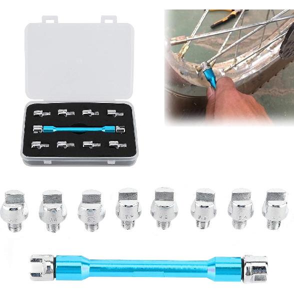 Motorcycle Spoke Wrench Set, CNC 5.0-6.8Mm, 93Mm/3.7In For Most Bikes(Blue)