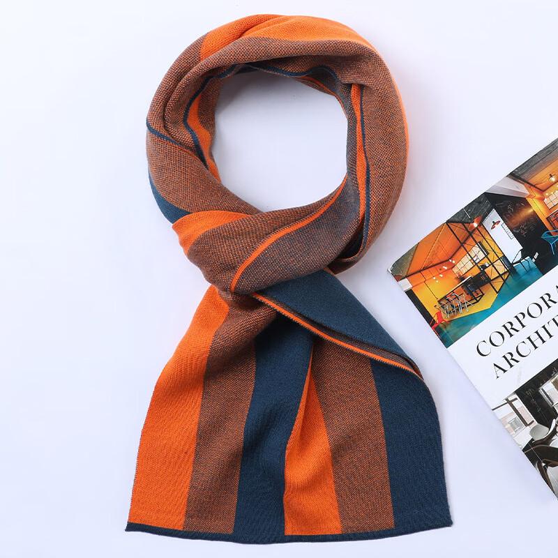 Hengyuanxiang Unisex Wool Blend Color Block Striped Scarf