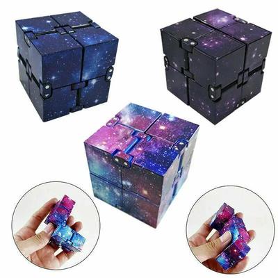 Mini Fidget Block Infinity Cube Galaxy Space Sensory Desk Toy Fidget Block Magic Puzzle Flip Cube For Teens Adult Birthday Gifts