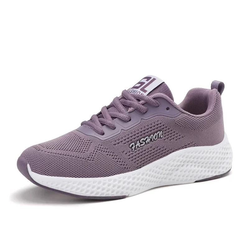 Women Lightweight Breathable Casual Sneakers Ladies Non-Slip Jogging Shoes Flying Weaving Four Seasons All-Match Running Shoes