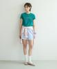 COVERNAT WOMAN Striped Seersucker Elastic Shorts Blue
