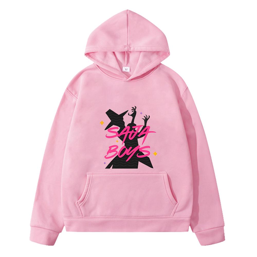 

Худи с принтом Saja Boys аниме флисовая толстовка k-pop охотники на демонов осенние худи мультяшная куртка пуловер y2k детская одежда для девочек 130 розовый