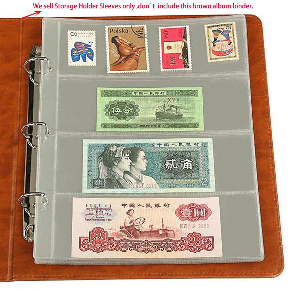 1pc Money Banknote Paper Money Album Page Collecting 4-Slot Loose Leaf Sheet Album Protection For Stamps Currency