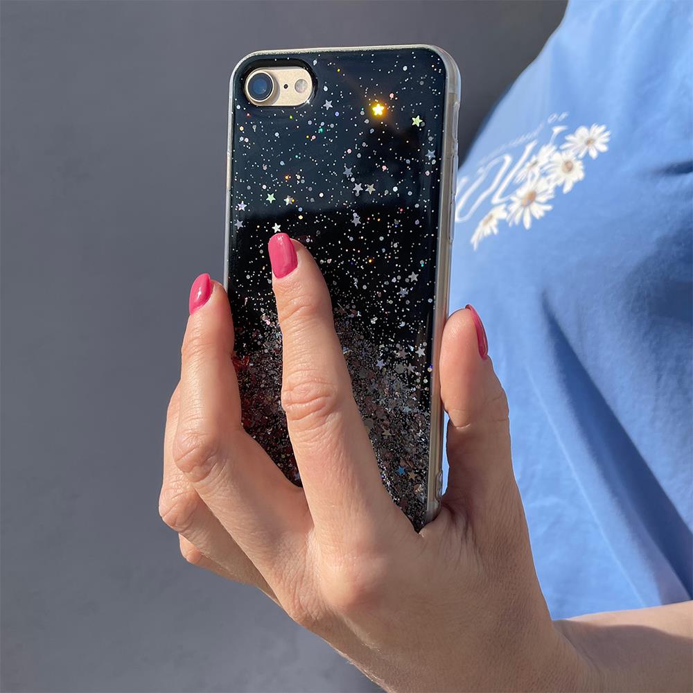 Shiny Case Cover with Glitter Samsung Galaxy A72 4G Star Glitter Black