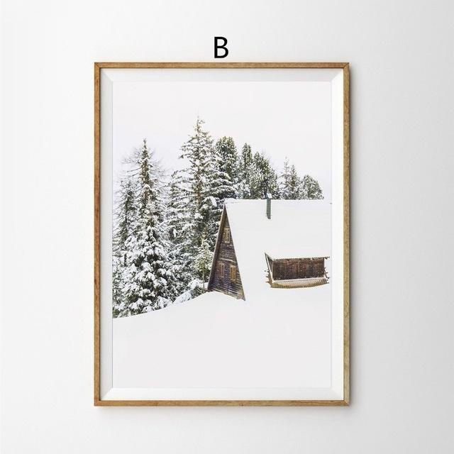 Christmas Decor Winter Snow Forest Deer Elk Owl Sunlight Painting Scenery Home Decor Canvas Poster Art Print Wall Picture