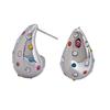 2024 Summer Women's Colorful Rhinestone Teardrop Stud Earrings - Stainless Steel, Niche Design