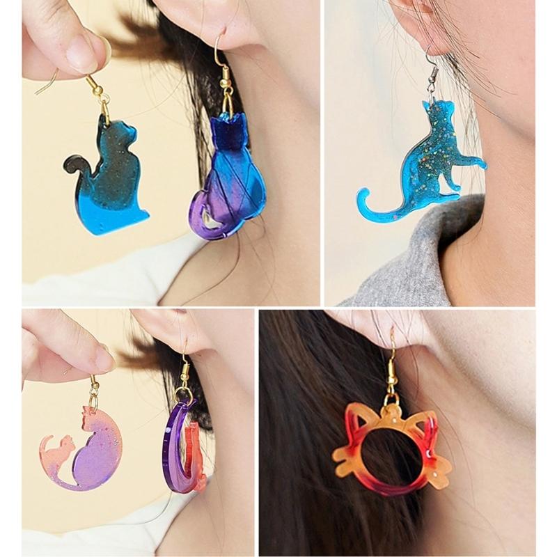 Creative Pendant Molds Earrings Silicone Mold Cats Shape Daily Wear Jewelry Molds Silicone Texture for Jewelry Making