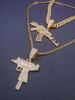 Men's Hip Hop 14K Gold Plated AK Gun Pendant Necklace Rhinestones Daily Party Wear Fashion Zircon Accessory
