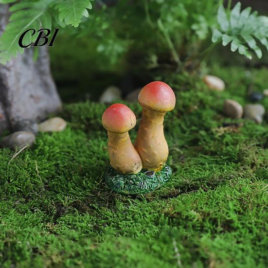 Statue Mini Resin Mushroom Figurine, Miniature Fairy Wild Garden Accessories, Little Ornament Fake for Micro Landscape Plant Pots Bonsai Decor