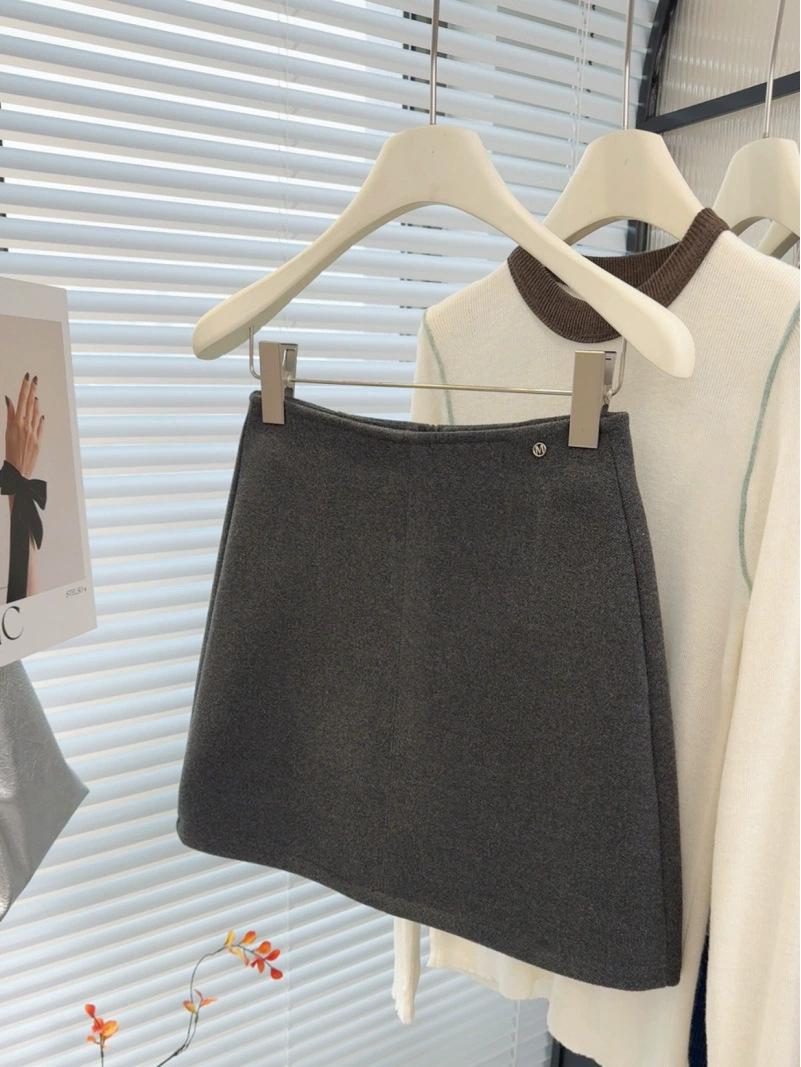 Petite Women s Retro High Waist Wool Blend A-Line Skirt - Autumn/Winter 2025 Collection X-Large темно-серого