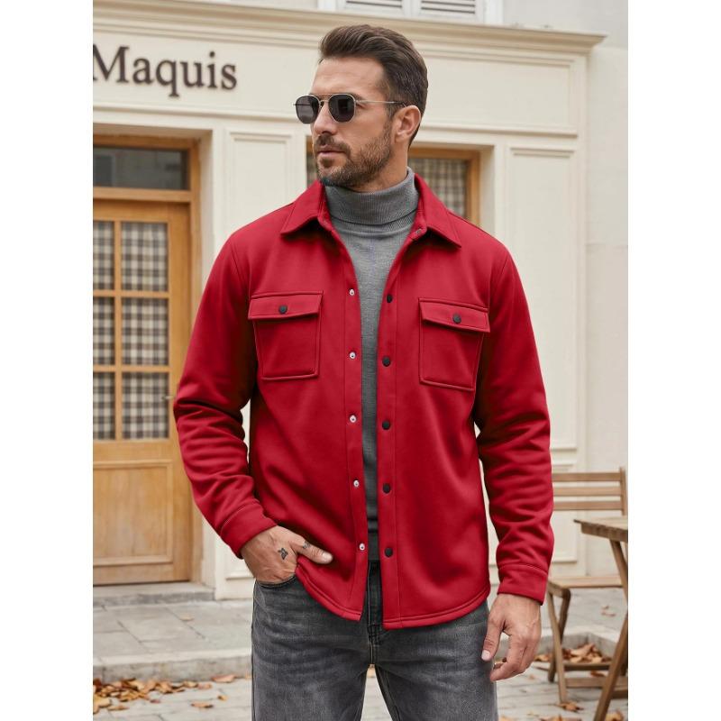 Men S Solid Color Casual Turn Down Collar Single Breasted Long Sleeve Jacket