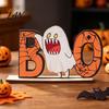 Halloween Home Festive Decor Wooden Table Sign, Cute Pumpkin Boo Ghost Centerpiece Tabletop for Indoor Mantel Fireplace Decorative Fall Sign