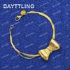 New 925 Sterling Silver 18K Gold Cute Bowknot 8 Inches Bracelet For Women Fashion Charm Wedding Jewelry Party Accessories