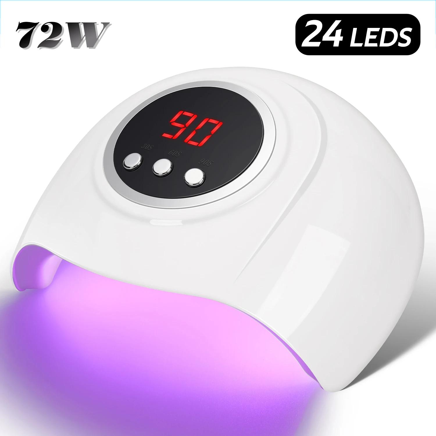 

72W UV LED Nail Lamp 24 LEDs Nail Dryer Machine with Infrared Sensor Quick-drying Manicure Lamp UV Light for Nail Nail Art Tools USB