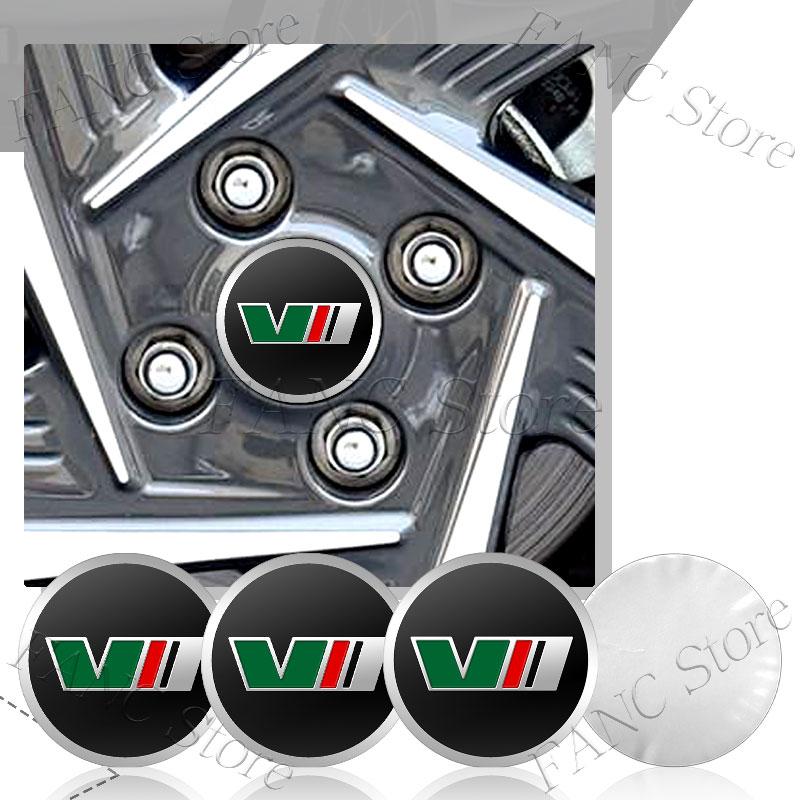 DAYB7 4pcs 56mm/60mm V VRS Logo Car Wheel Hub Center Cap Badge Covers Sticker For Skoda Octavia 2 3 A7 Superb Rapid Kodiaq Karoq Fabia