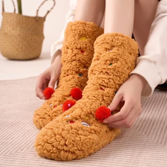 1 Paio Calzini da Pavimento in Peluche Spessi Caldi per Interni con Suola Antiscivolo