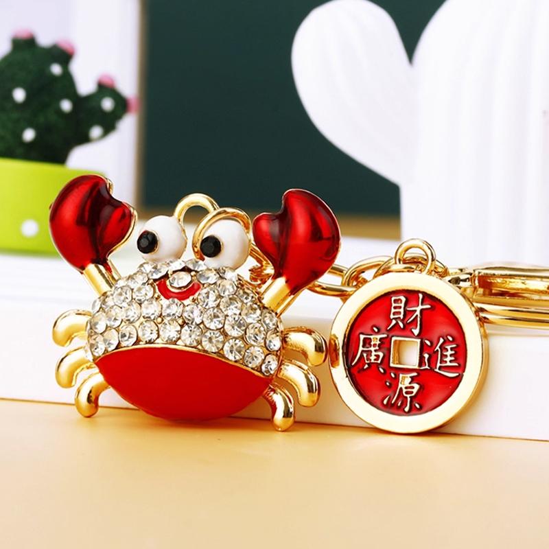 Chinese Style Lion Dance Rhinestone Metal Keychain Small Pendant Creative Backpack Keychain