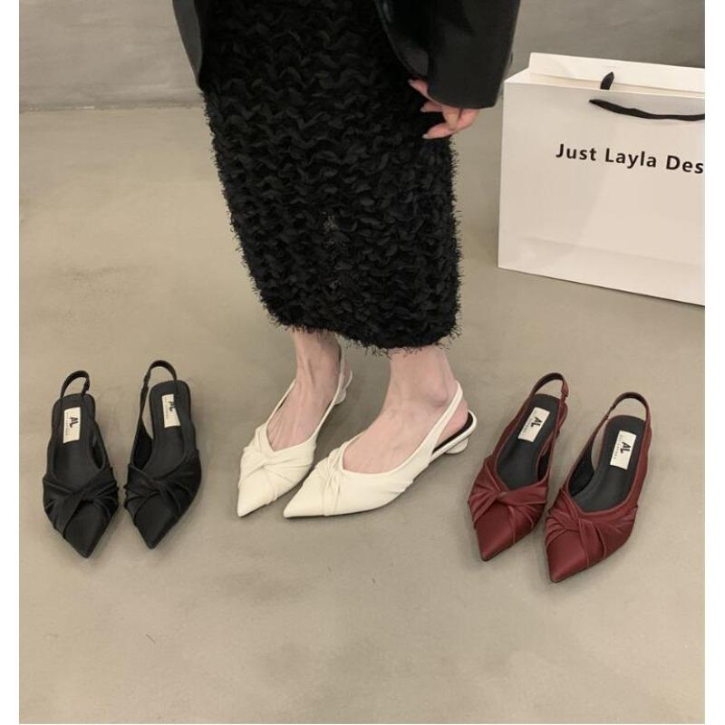 Fashion Fashion Shoes Female One Pedal Women's Pumps Pointed Toe Bow Tie Sexy Dress Party Shoes Ladies Shallow Low Heel Shoes