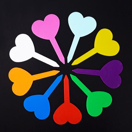 100Pcs Gardening Marks Multicolor Easily Cleand Heart-Shaped Plant Nursery Signs for Gardening