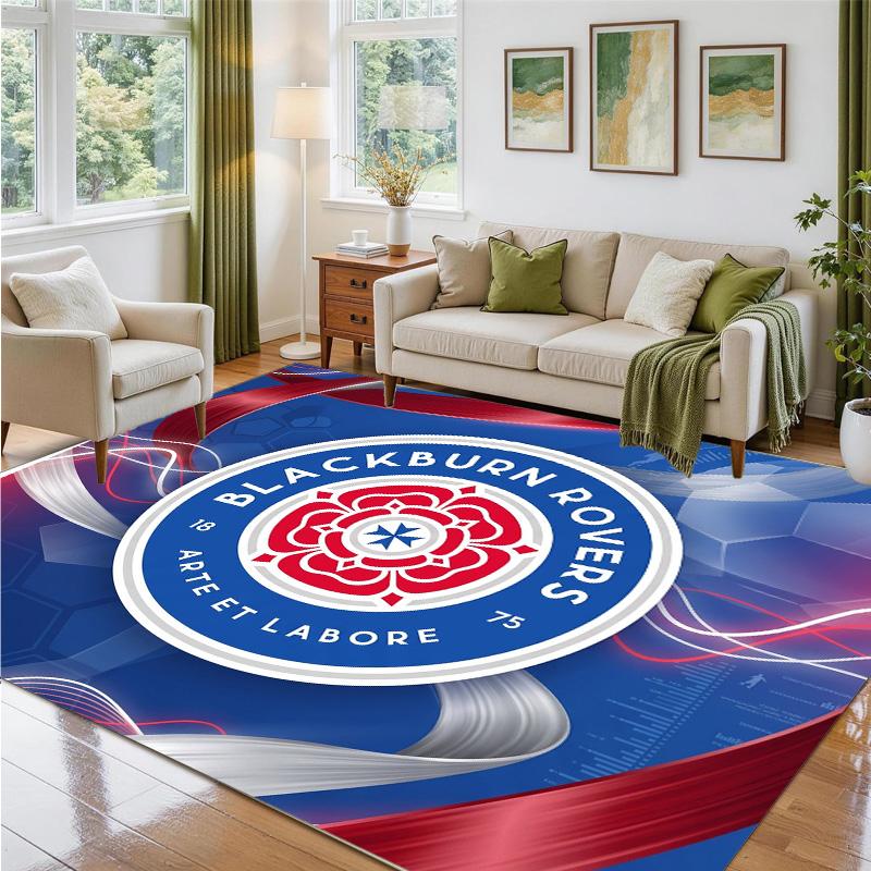 Blackburn Rovers Football Design Crystal Velvet Rug Soft Decorative Mat for Bedroom Entrance