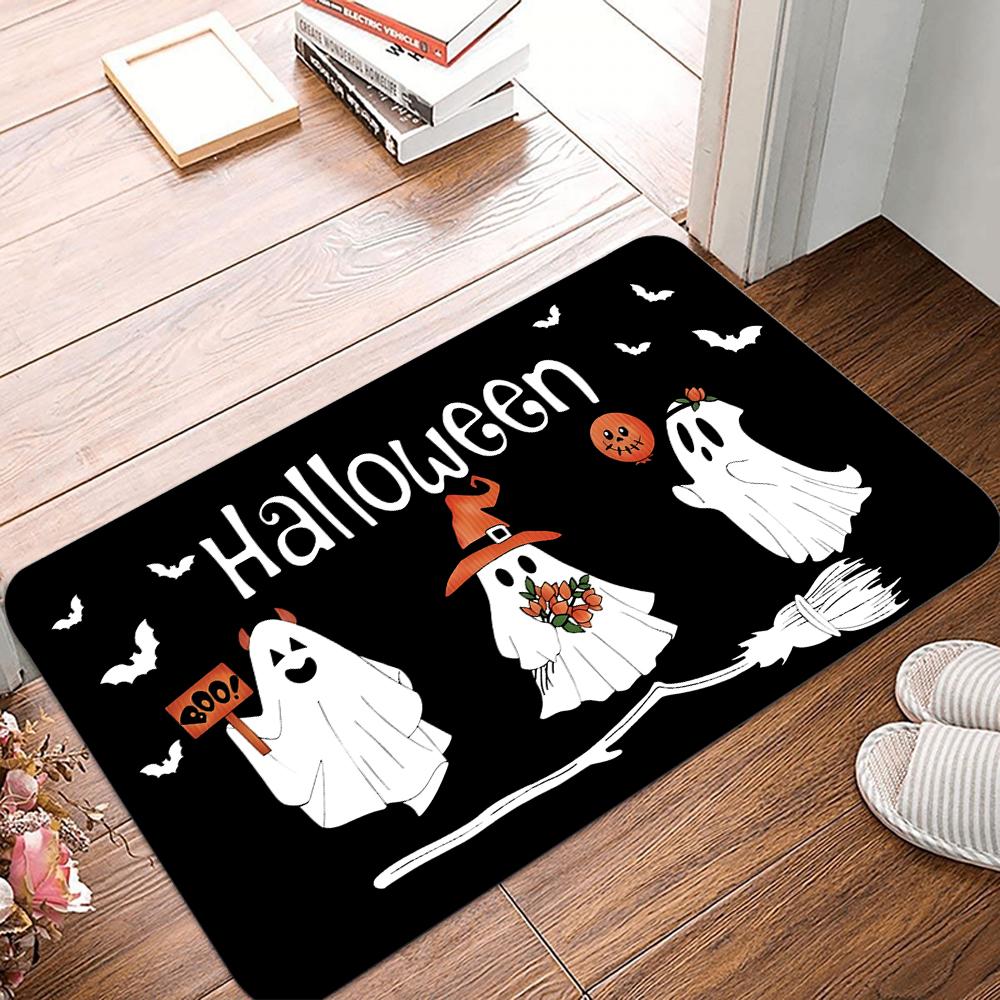 Halloweenowa wycieraczka urocze duchy wycieraczka różowa antypoślizgowa wewnętrzna zewnętrzna dywanik podłogowy jesień Halloween upiorne wejście do domu