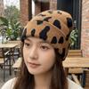 Thickened Pullover Hat Ear Protection Winter Beanie Hat Versatile Cow Pattern Knitted Hat  Riding