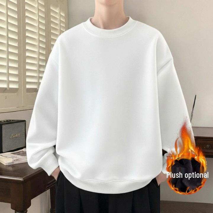 

Men s 8XL Fleece-Lined Crew Neck Hoodie - American Style, Long Sleeve, Autumn/Winter Trend, Printed Design for Teens. L