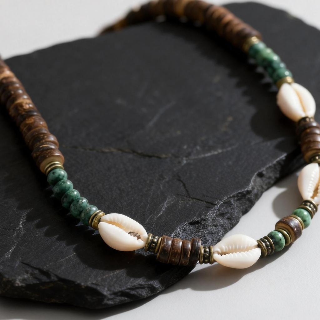 Conch Bohemia Surfer Necklace for Man,Coconut Shell Man's Wooden Beaded Collar,Summer Beach Jewelry Gift